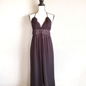 Blashe Crochet Wide Leg Jumpsuit Black Lace Sz Small Criss Cross Open Back